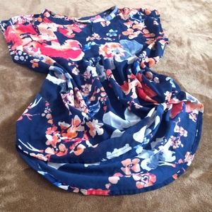 Liz Claiborne Short Sleeve Floral Corporate Neck Blouse